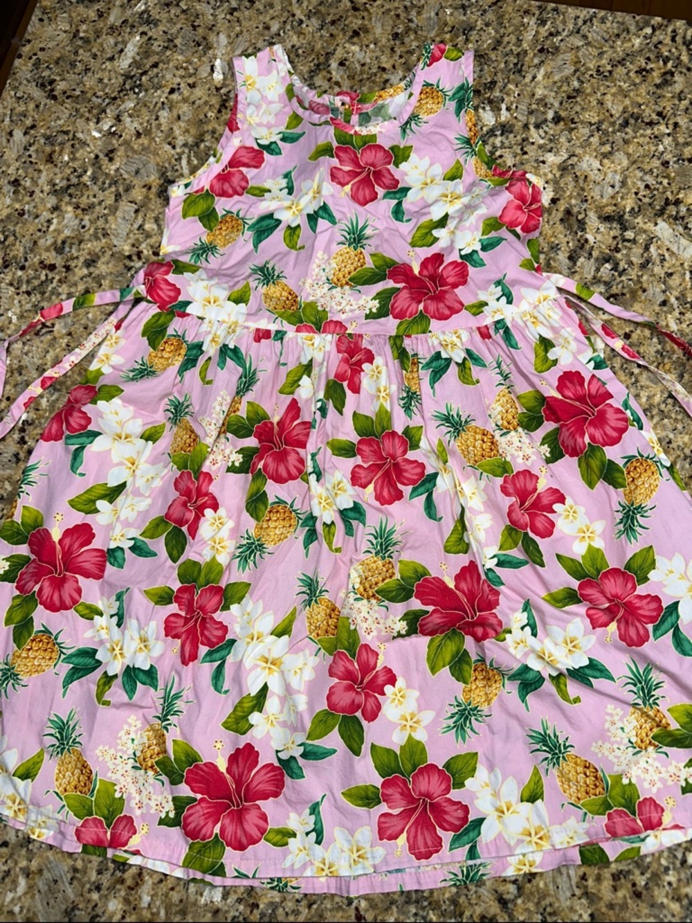 Hilo Hattie Pink Tropical Floral Pineapple Kids Dress
